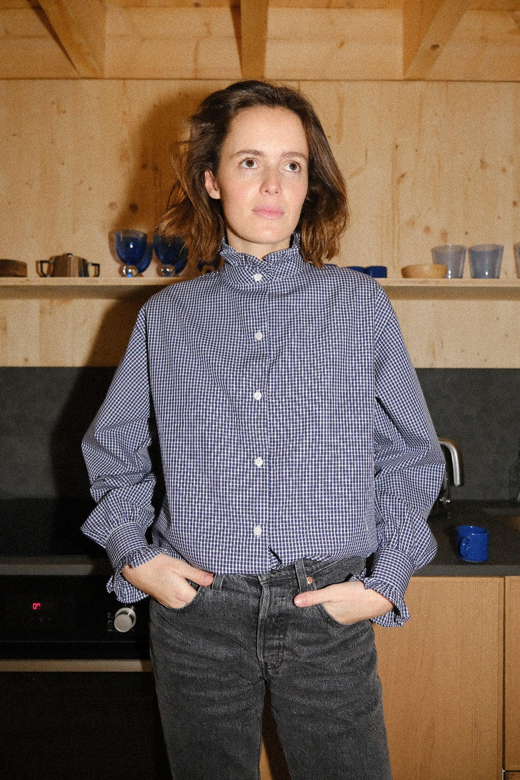 Blusa Garance Vichy Marino