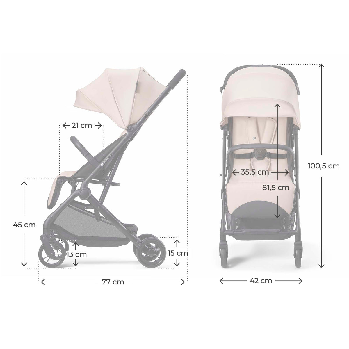 Silla de paseo urbana ligera y compacta Indy 3 Misty Beige