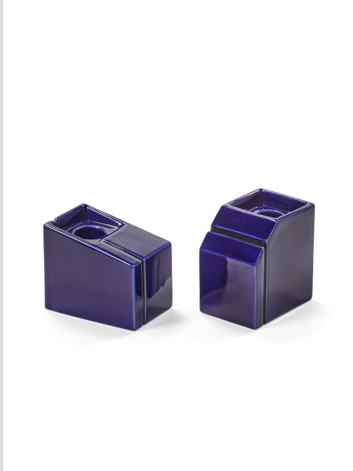 Accessories Silos - Set Med 2 Ljusstakar - Porslin - Blå