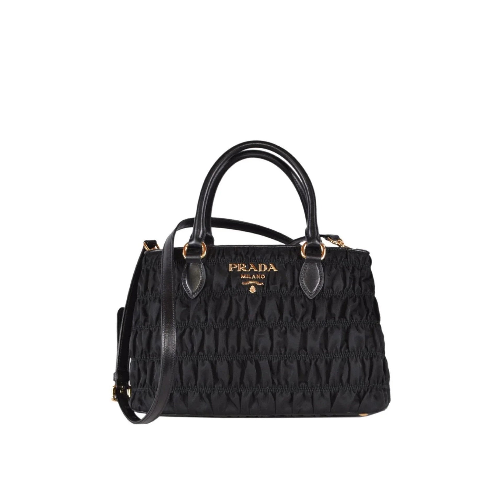 Prada - Bolso de mano Gaufre de nailon - Mujeres - Negro