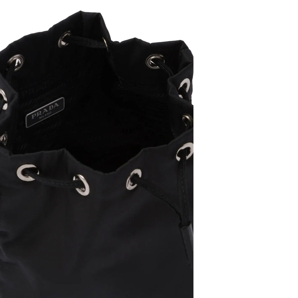 Prada - Clutch De Nylon Y Piel Con Cordón - Mujeres - Negro