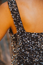 MAJDA SILVER SEQUIN VEST TOP