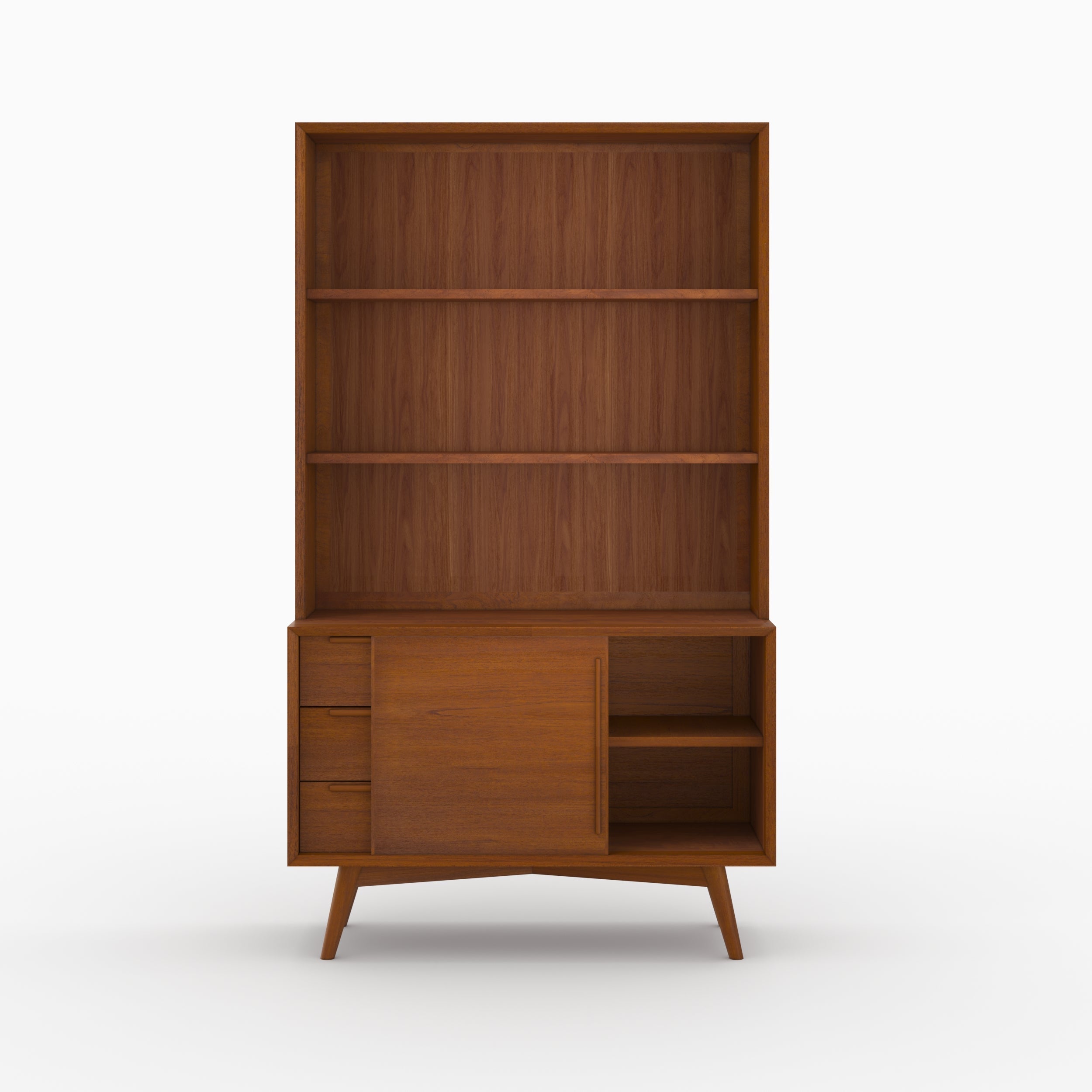 Waya - Etagère En Bois De Teck, 3 Niveaux, 3 Tiroirs Et 1 Porte
