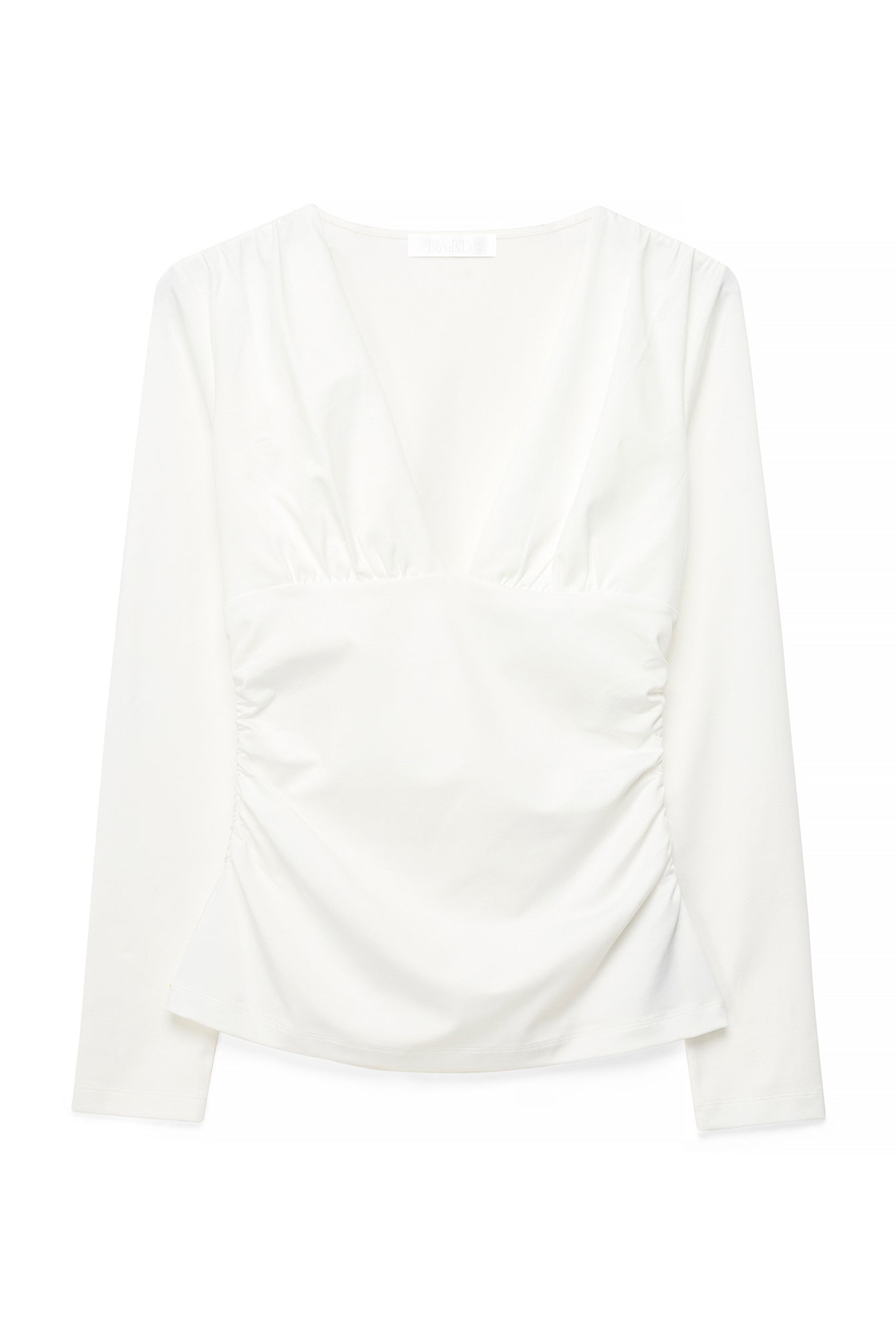 Top Deep Neckline Long Sleeve - Blanc