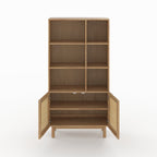Delya - Bibliothèque En Bois Massif De Mindi Et Rotin