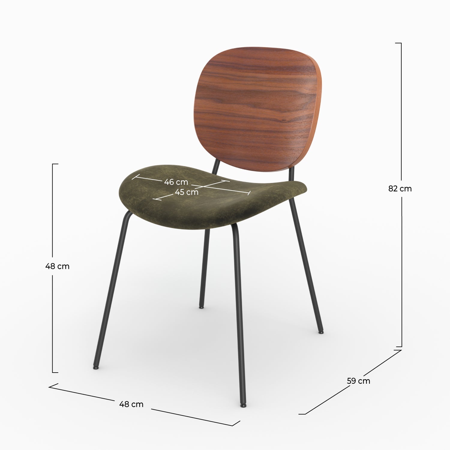 Simone - Lot De 2 Chaises En Velours Vert Kaki