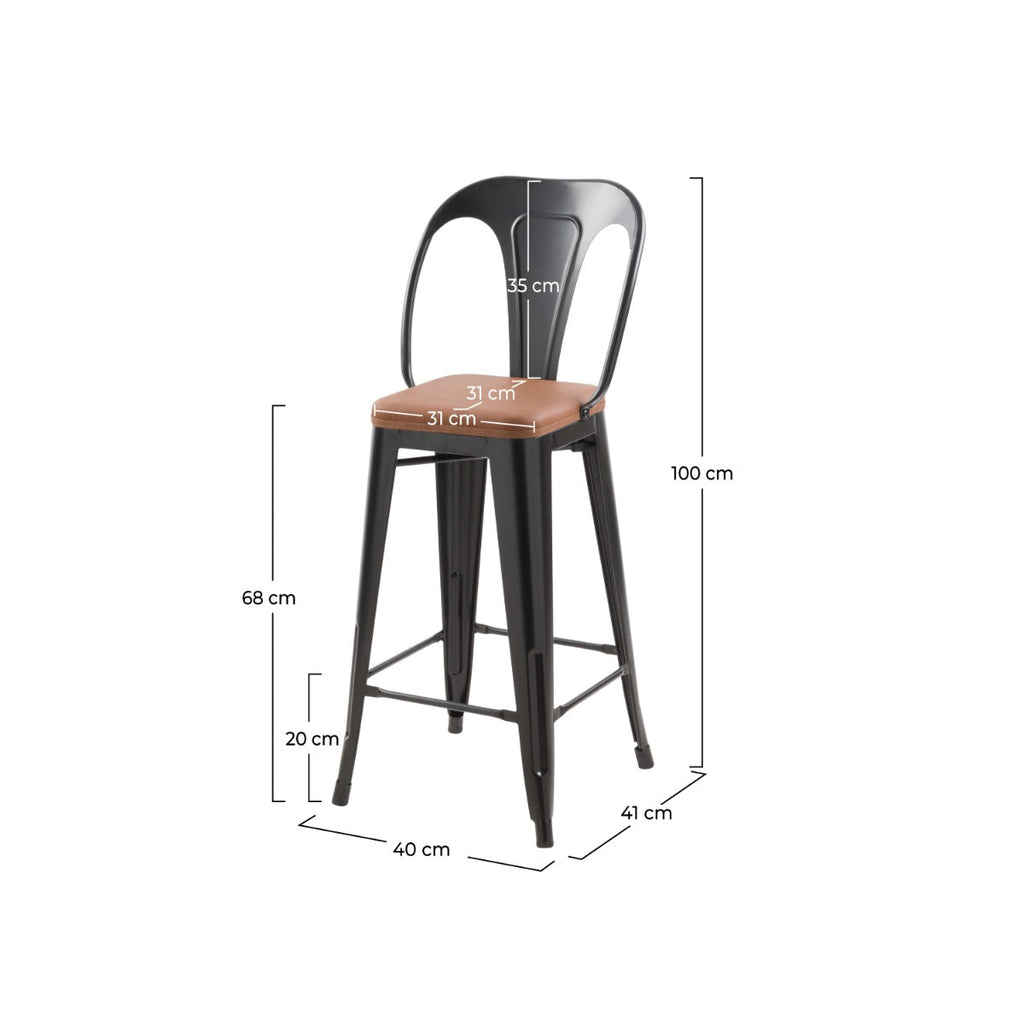 Charly - Lot De 2 Chaises Pour Îlot Central Noires Et Marron