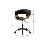 Basile - Chaise De Bureau Pivotante Sur Roulettes En Bois Et Pu Noir
