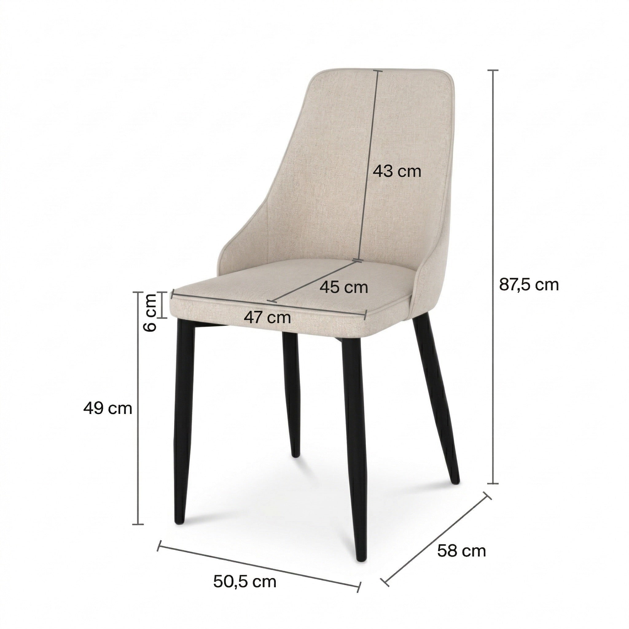 Pipo - Lot De 2 Chaises En Tissu Beige Et Pieds En Métal