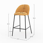 Karl - Lot De 2 Chaises Pour Ilot Central En Tissu Jaune Moutarde