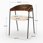 Esmée - Set of 2 Chairs in Off-White Velvet and Walnut Wood