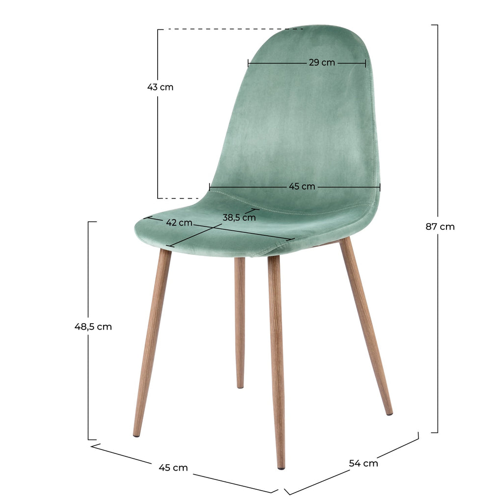 Fredrik - Lot De 2 Chaises En Velours Vert D'Eau