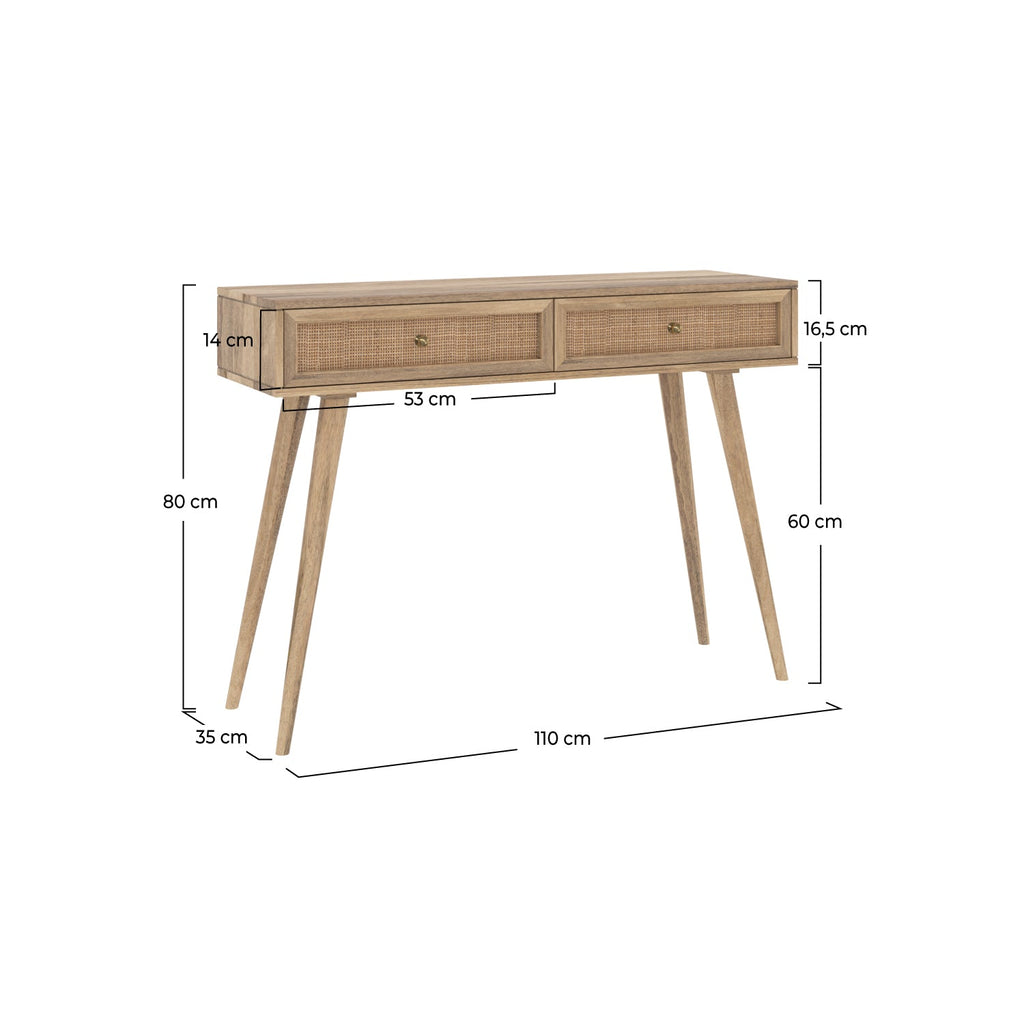 Masala - Console En Bois De Manguier 2 Tiroirs