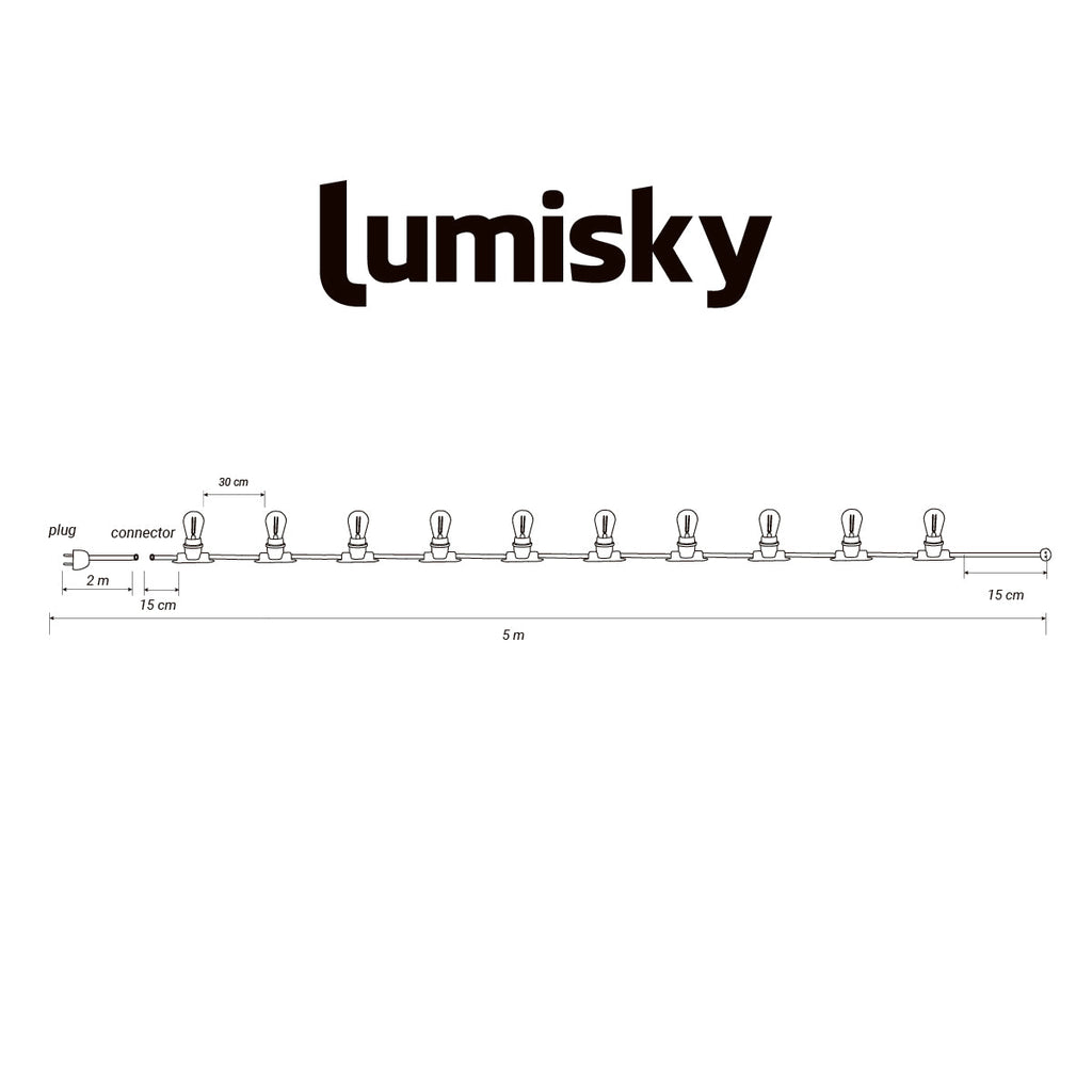 Link Me - Guirnalda con cable E27 - PVC - Negro