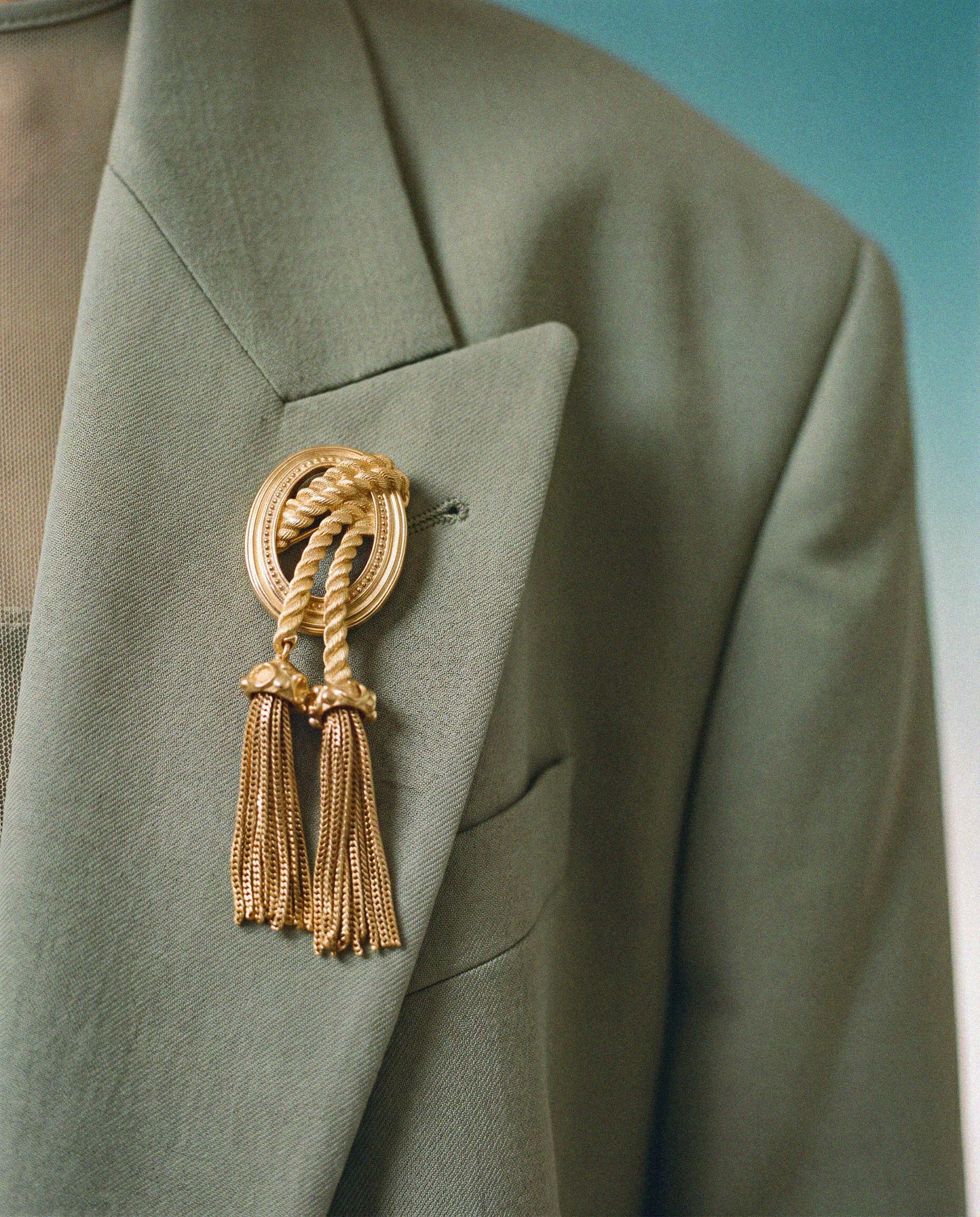 Christian Dior Vintage Oval Braided Rope & Movable Tassel Brooch
