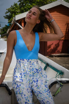Maillot Une Pièce Domitille - Bleu À Rayures