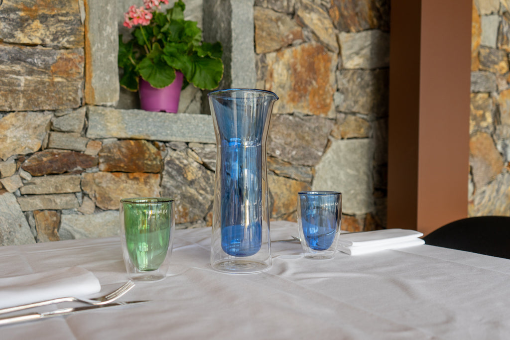 Double Walled Glass Pitcher - Blue