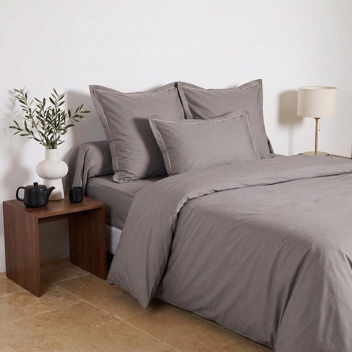 Uni Percale - Sábana Bajera - Percal de Algodón - Gris