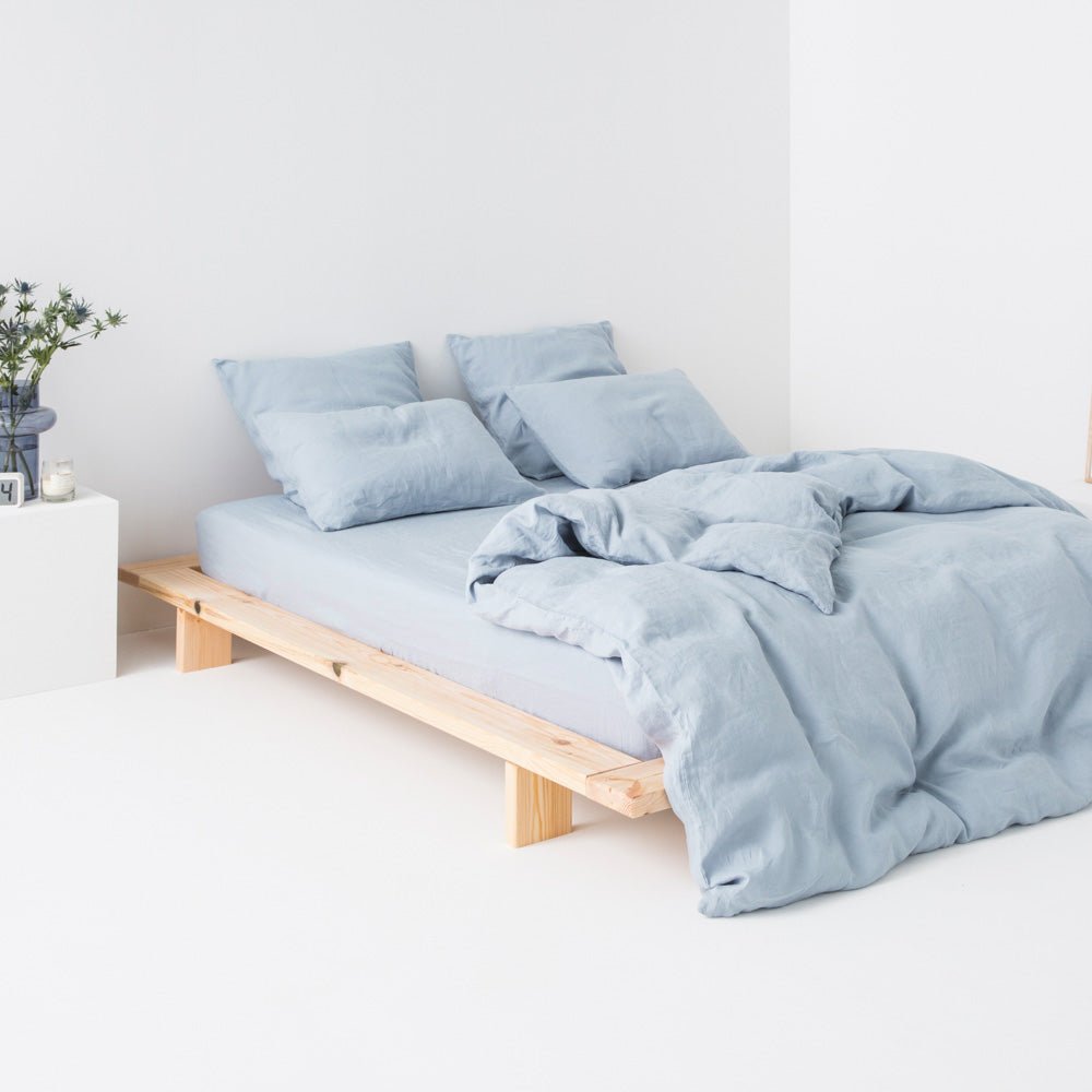 Fitted Sheet - Washed Linen 190G/M² - Glacier Blue