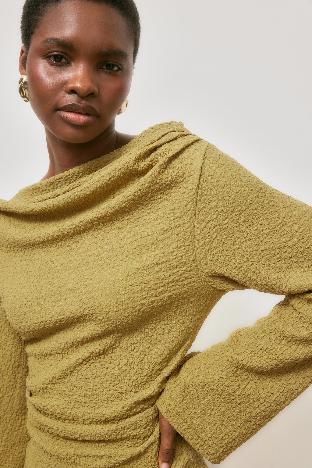 Top Draped Structured Long Sleeve - Vert