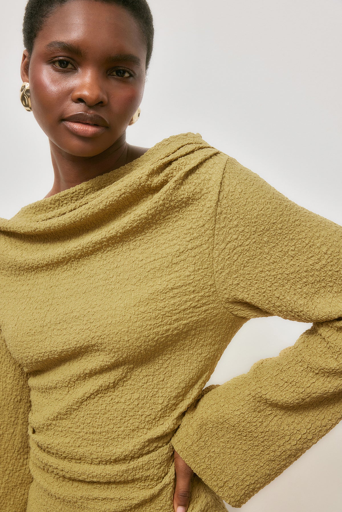 Top Draped Structured Long Sleeve - Vert