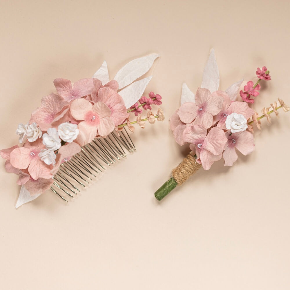 Boutonnière Fleurs En Papier Rose