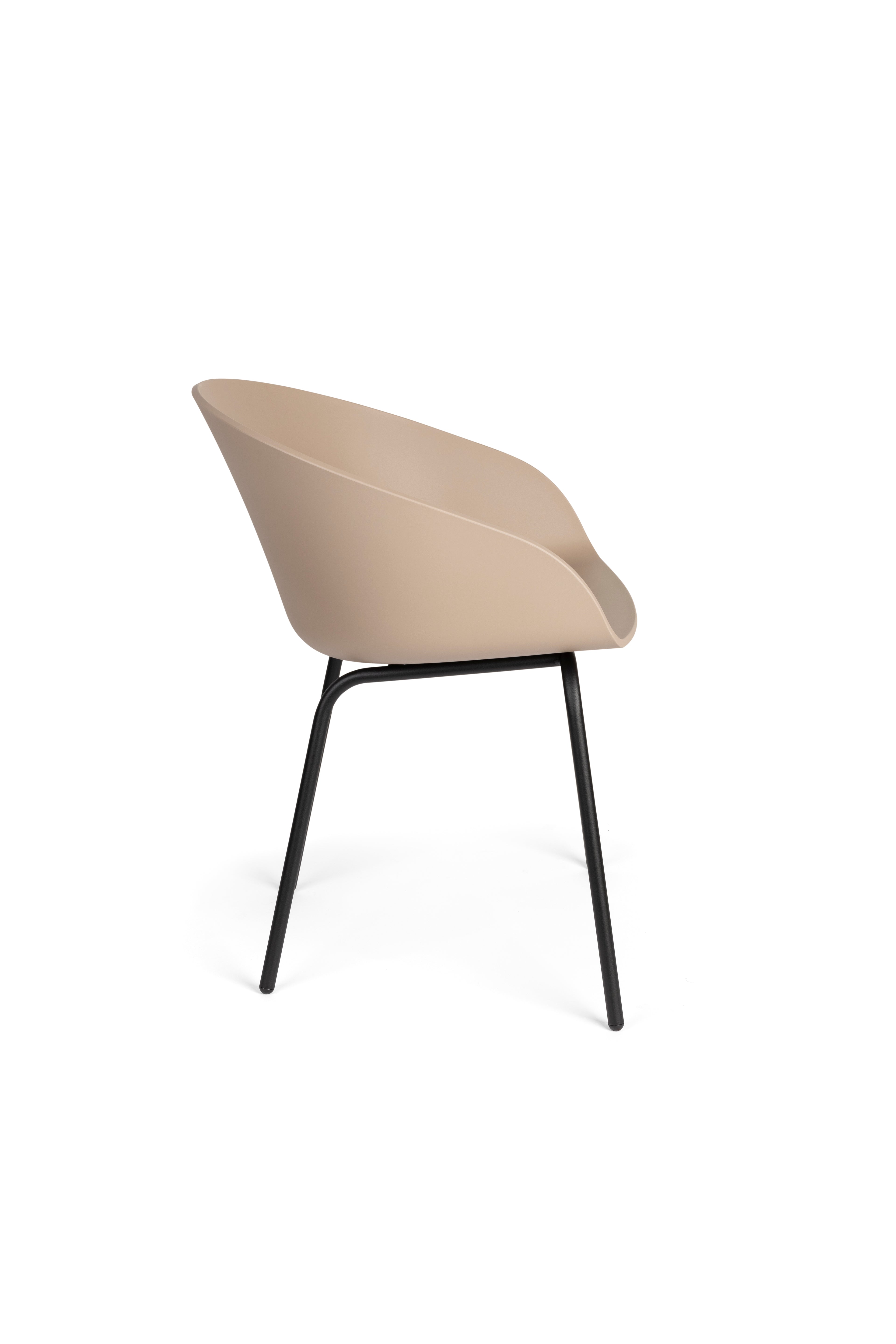 Void - Juego de 2 Sillones de Comedor - Plástico Polipropileno - Marrón Latte