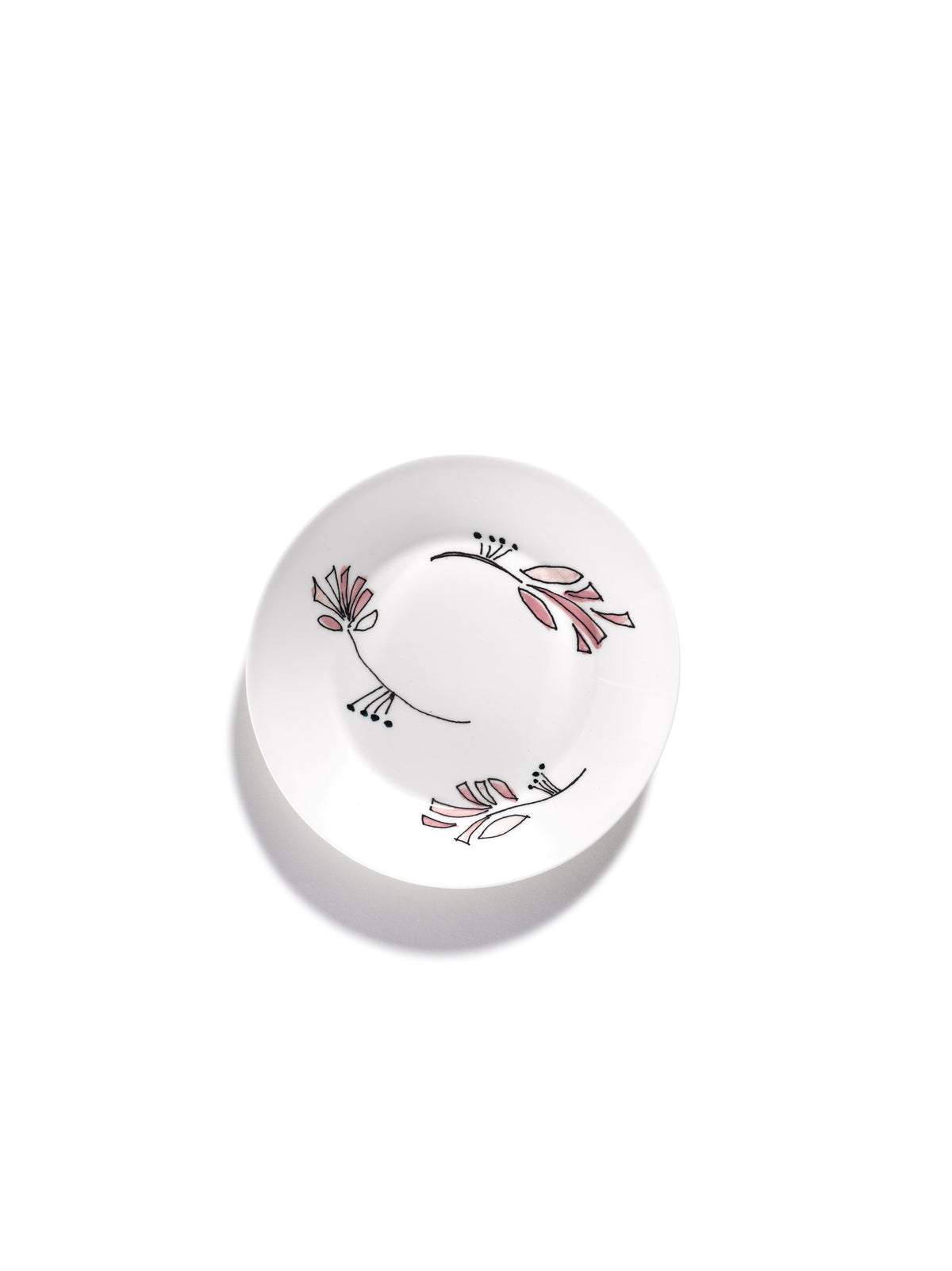 Midnight Flowers - Set Di 2 Piatti Fondi - S - Porcellana Bone China - Fiore Rosa