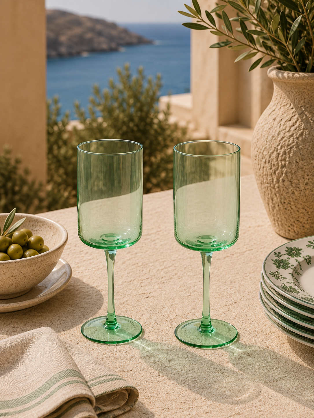 Rainbow - Set De 2 Verres À Vin - Verre - Vert