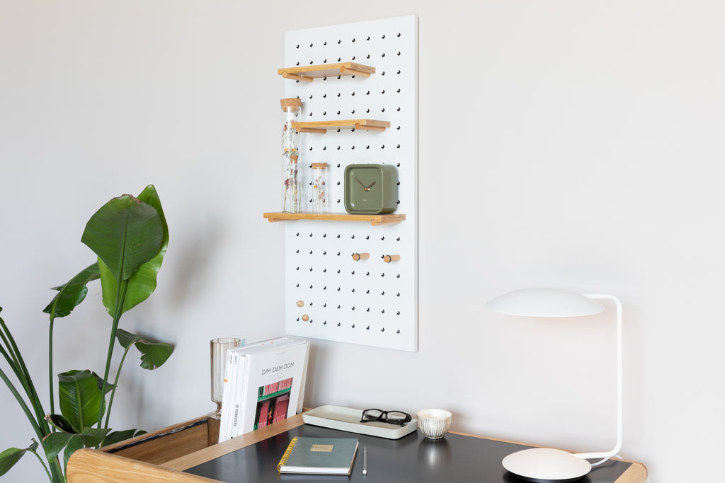 Bundy Pegboard - Estante - Bambú macizo - Blanco