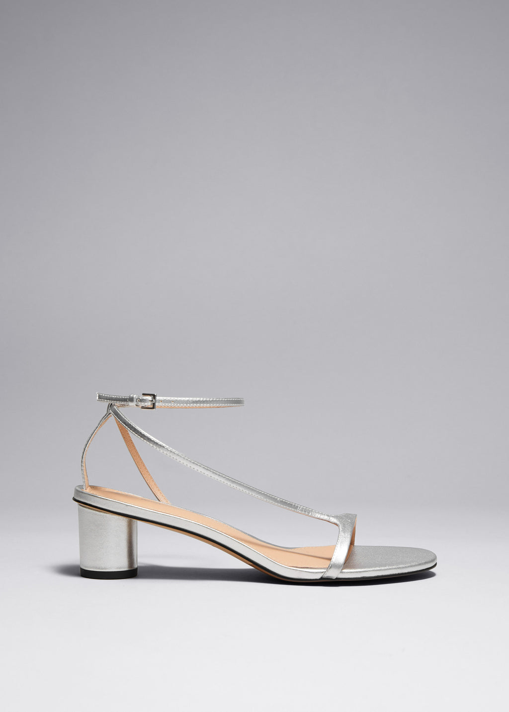 Zapatos Sanda Sandalia Tacón Bloque - Plata - Mujer