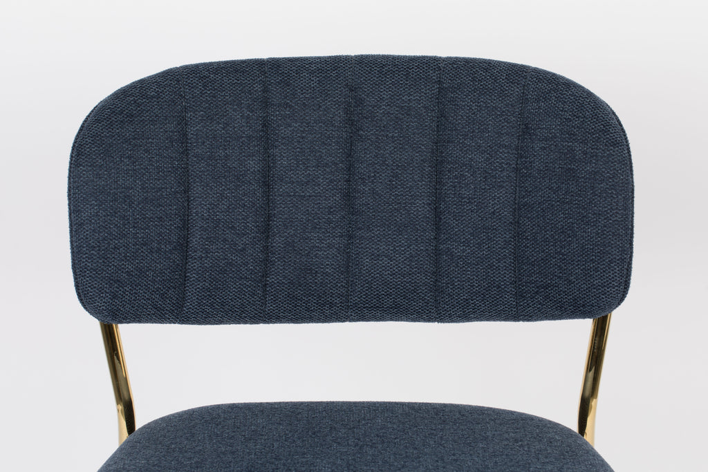 Jolien - Lot De 2 Tabourets De Bar & De Comptoir - Tissu - Doré/Bleu Foncé