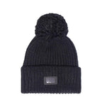 Bufanda de punto con pompón y gorro de canalé grueso - Negro - Unisex