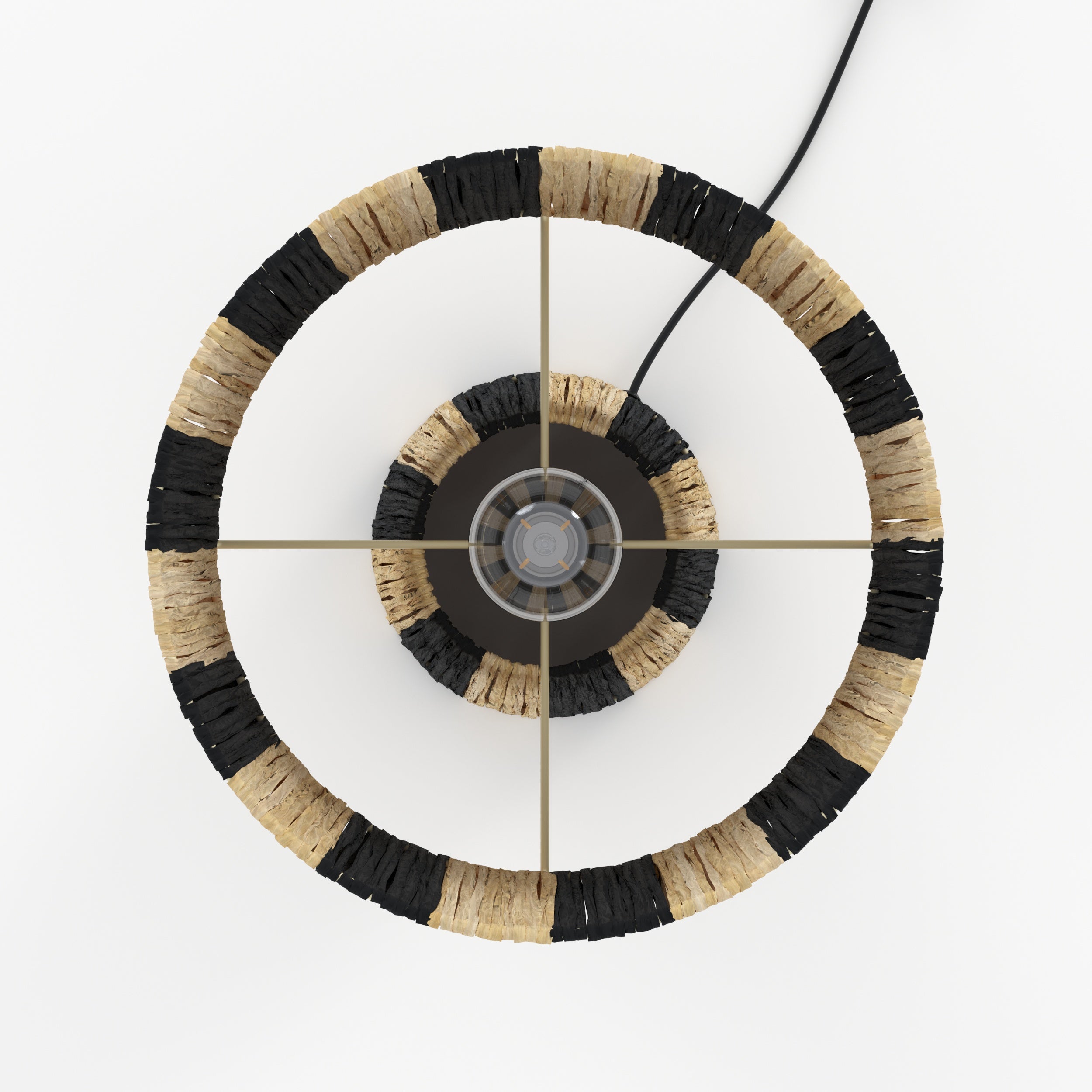 Soléa - Lampe Rayée Noire En Feuille De Palmier