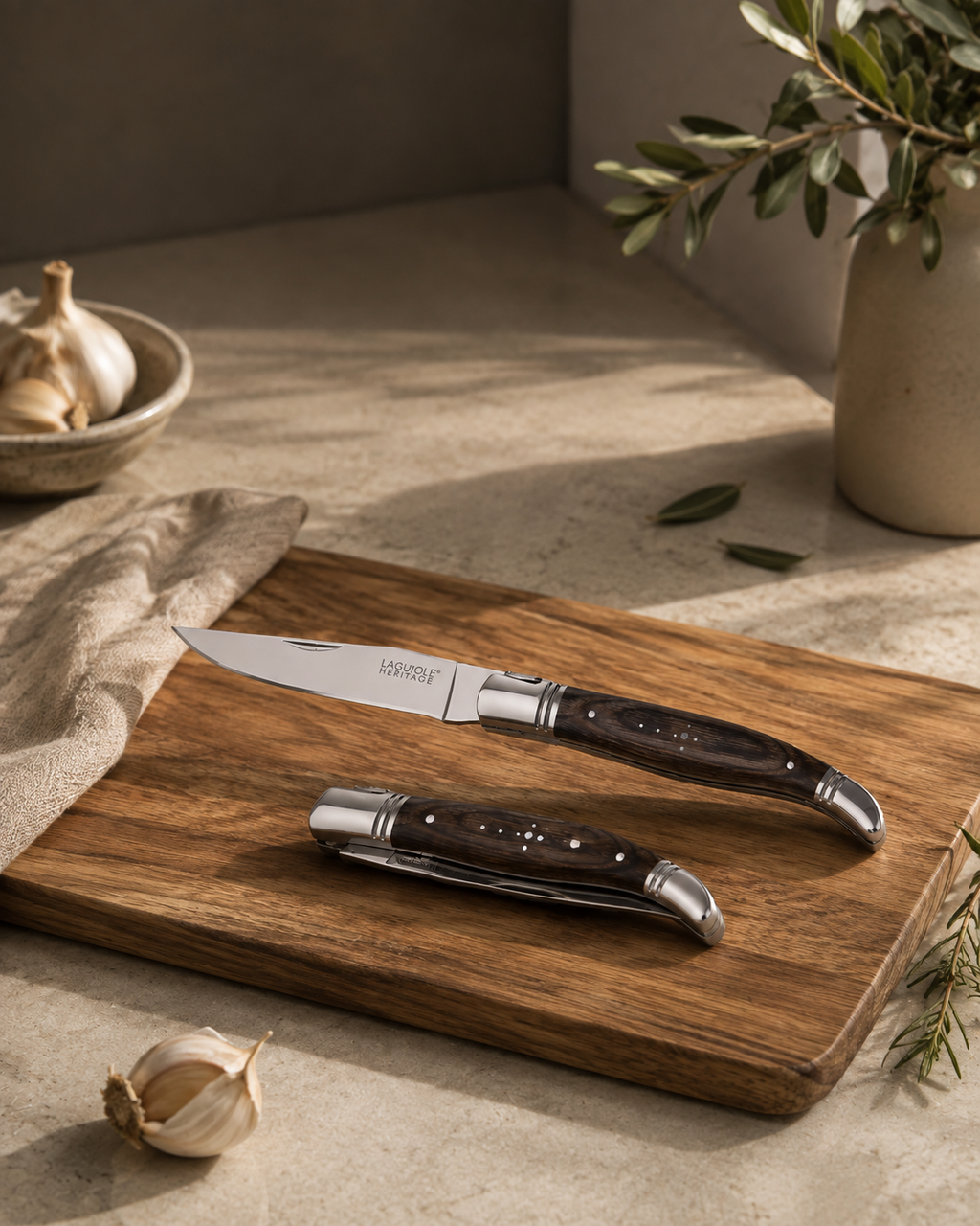 Couteau Pliant Laguiole Heritage En Bois De Pakka - Gris