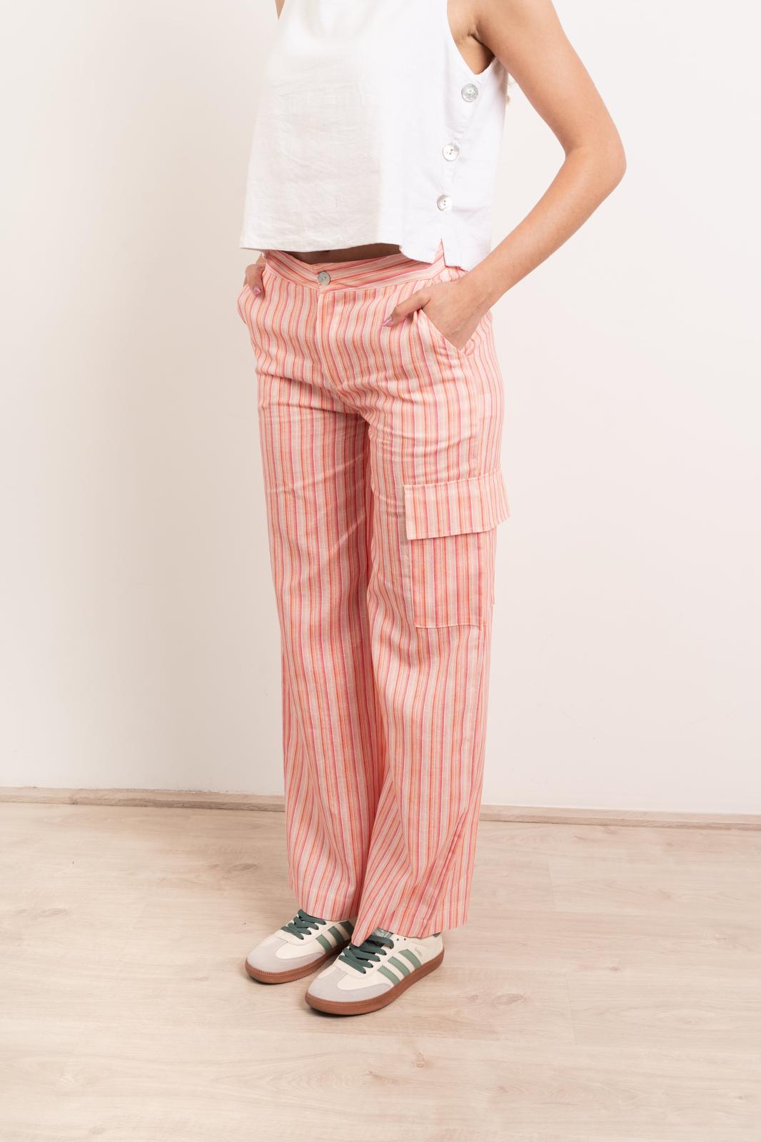 Pantalón tailandés de lino rosa