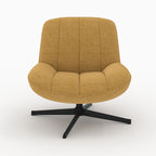 Elvis - Fauteuil Pivotant En Tissu Effet Velours Jaune Moutarde