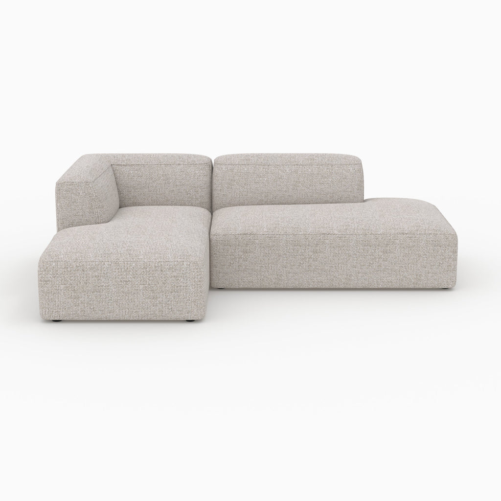 Hestia - Sofá esquinero modular izquierdo de tela beige 4 plazas
