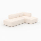 Mina - Canapé D'Angle Droit Modulable En Velours Côtelé Blanc 4 Places