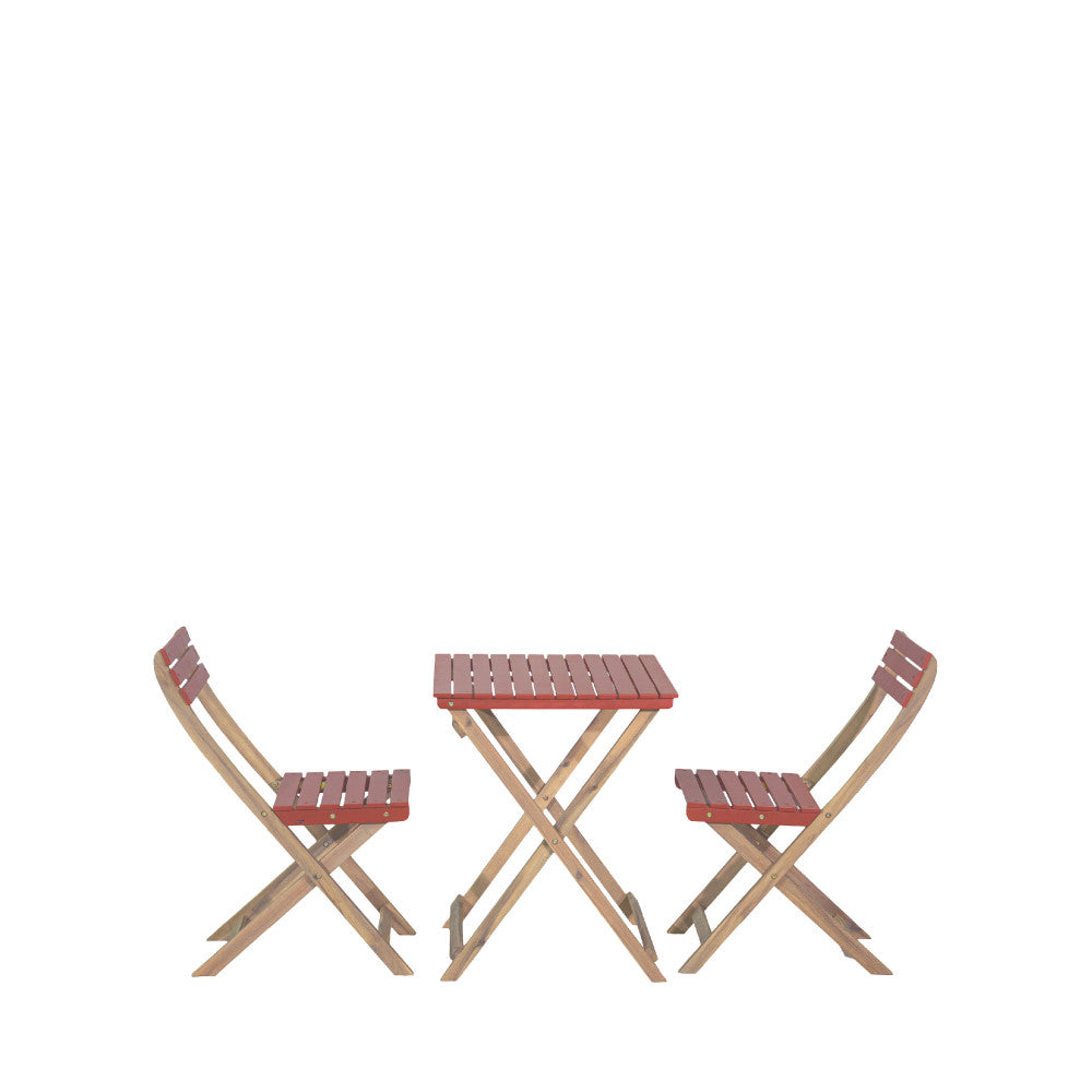 Dana - Ensemble Table De Jardin Pliante Bistrot Et 2 Chaises - Bois - Terracotta