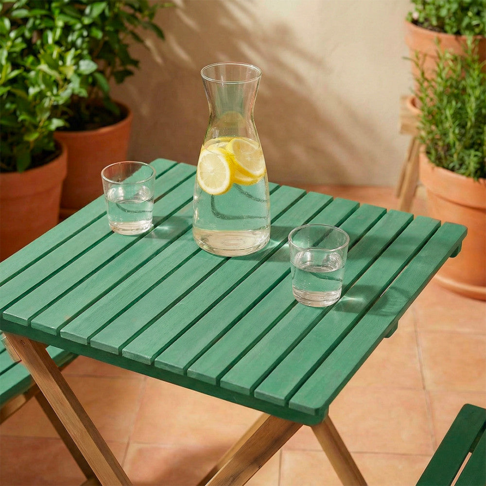 Dana - Set Tavolo Da Giardino Pieghevole Bistrot E 2 Sedie - Legno - Verde