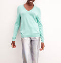 Classic V-Neck Jumper - Iced Mint - Women
