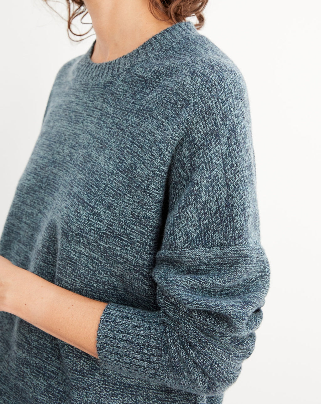 Jersey Cuello Redondo Mouliné 4 Hilos - Mouliné Grafito y Horizonte - Mujer