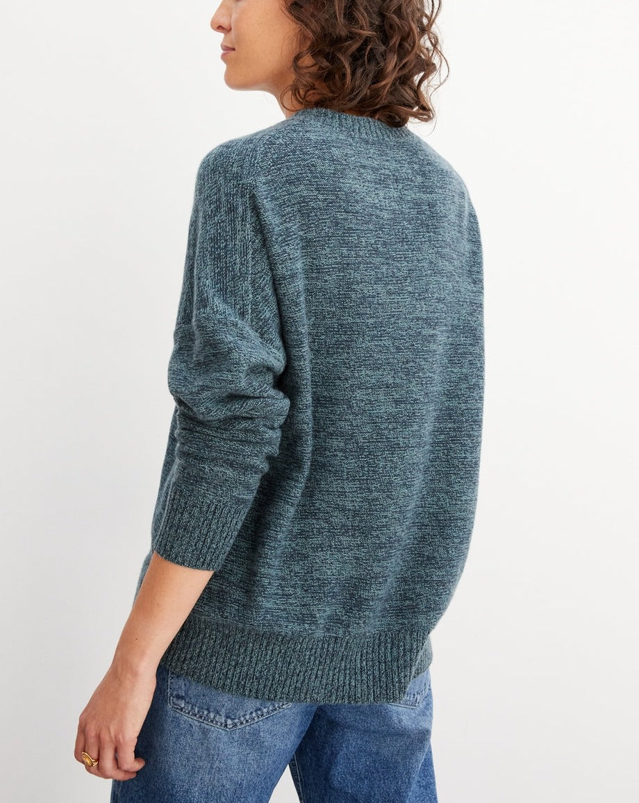Jersey Cuello Redondo Mouliné 4 Hilos - Mouliné Grafito y Horizonte - Mujer