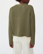 Eric Bompard - Double Cable High Neck Sweater - Khaki - Women