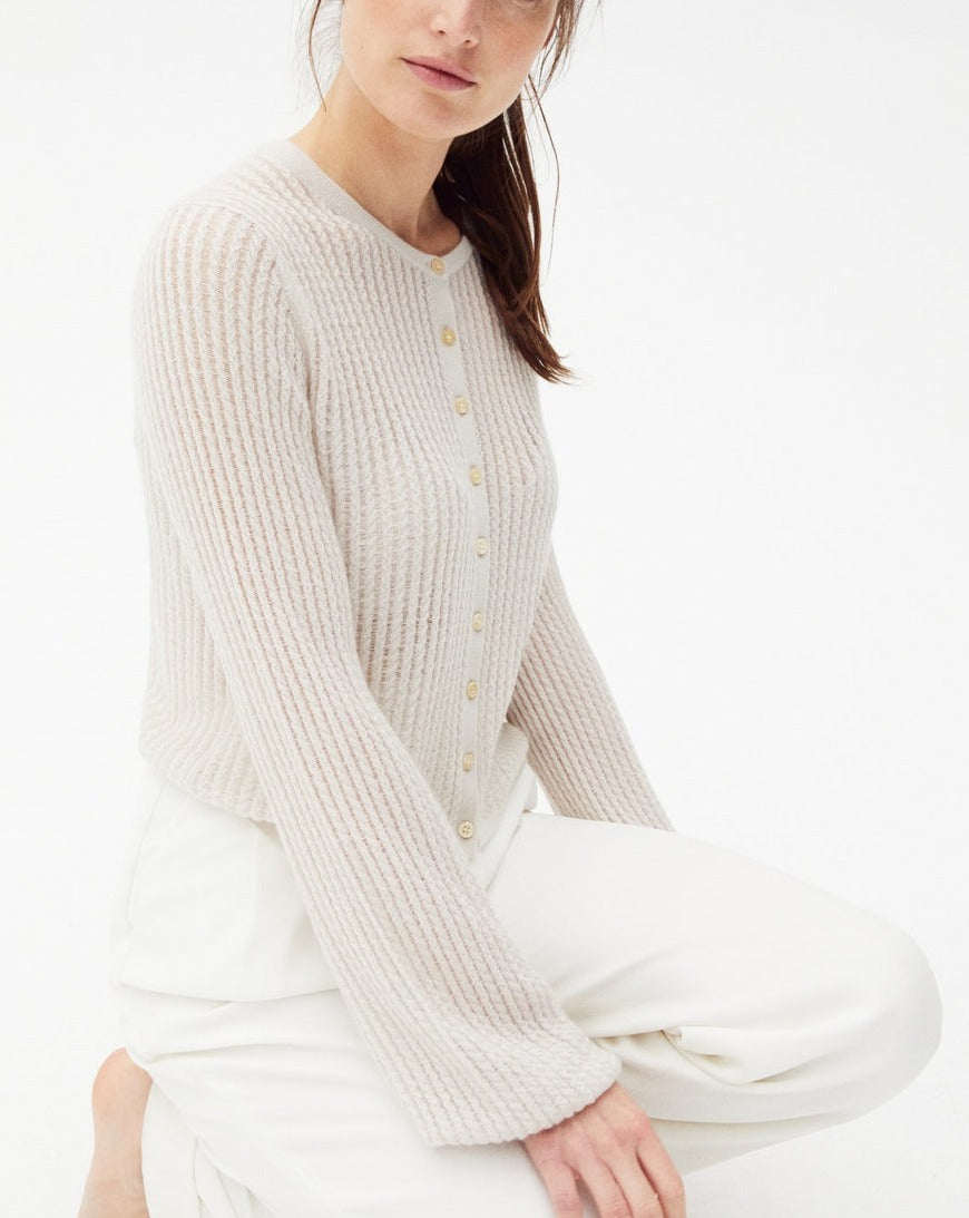 Chaqueta de Punto Trenzada Calada - Cáñamo - Mujer
