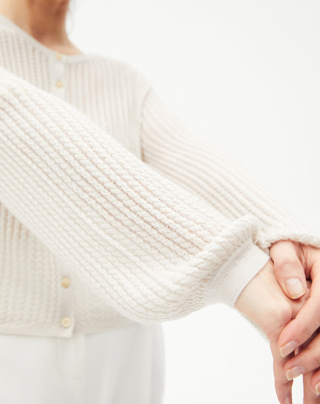 Chaqueta de Punto Trenzada Calada - Cáñamo - Mujer