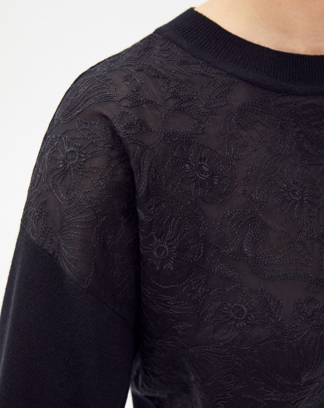 Pull Ras De Cou Brode Miami - Noir - Femme