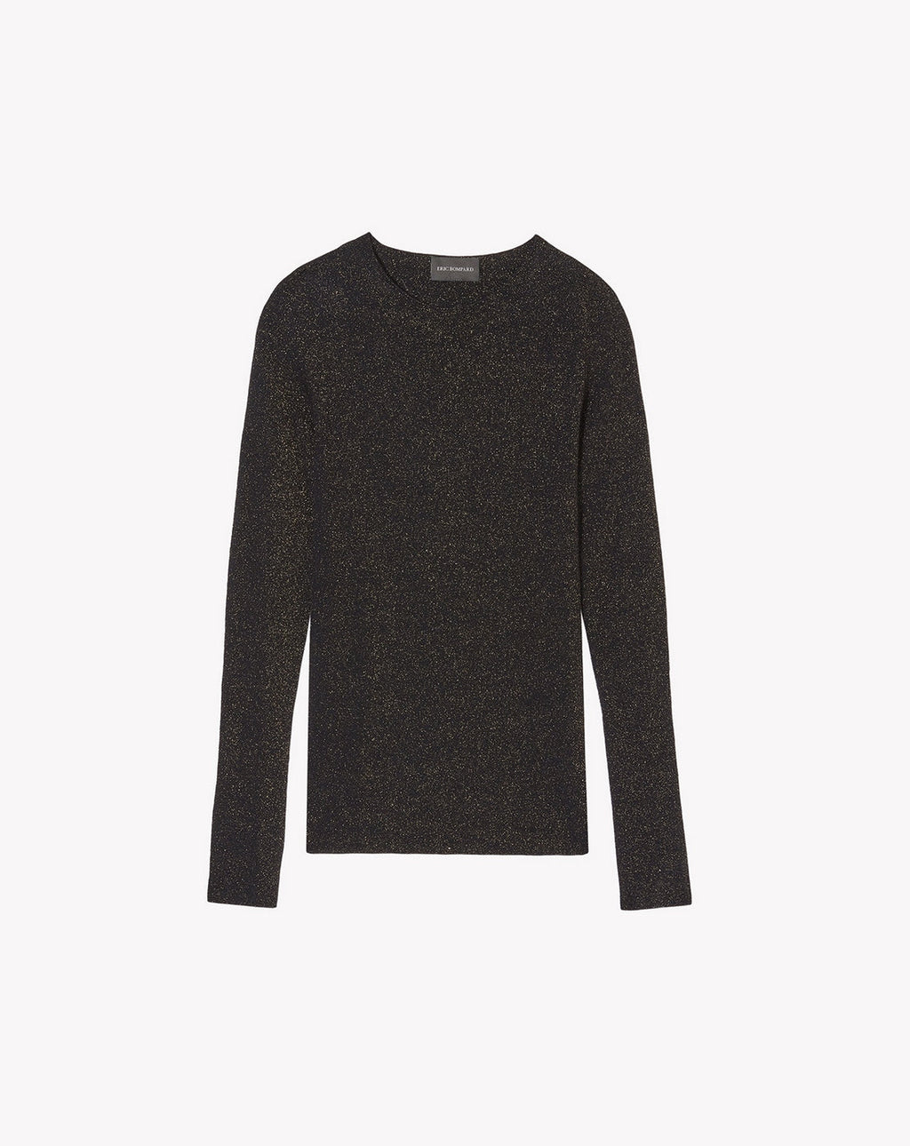 Pull Ras De Cou Sans Couture Cotes Metallisees - Noir - Femme