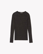 Pull Ras De Cou Sans Couture Cotes Metallisees - Noir - Femme